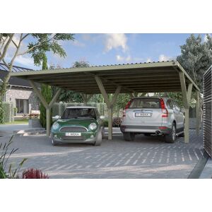 Weka Carport double en bois de pin traité et couverture PVC – 35,99 m² - Publicité