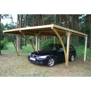 Carport Double en Bois d’Épicéa Traité et Fibre de Verre Capri 30 m²