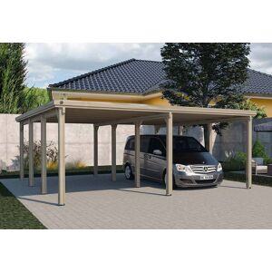 Weka Carport double en bois de pin traité et toit acier galvanisé – 36,9 m² - Publicité