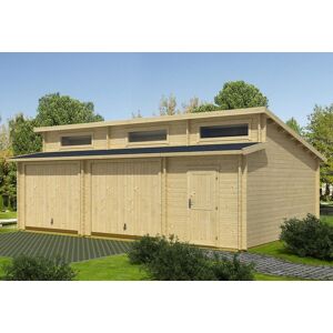 Lasita Garage en Bois d’Épicéa Brut avec Portes Basculantes Hawaii 39 m² - Publicité