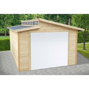 Solid Garage en bois de pin brut avec porte motorisée - Torino 20,9 m² - Publicité