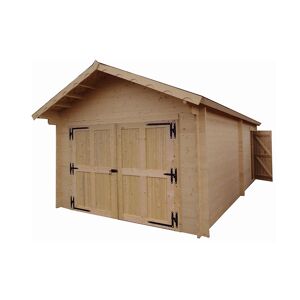 Habrita Garage de jardin en bois d’épicéa brut 60 mm – 24,23 m² - Publicité