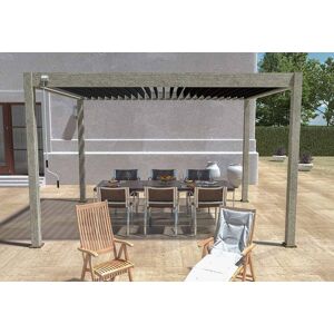 Ombréa Pergola bioclimatique en aluminium effet bois 12 m² + brise-vue - Publicité