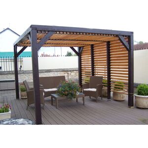 Habrita Pergola bioclimatique bois autoportée 10,6 m² - Toiture + façade - Publicité