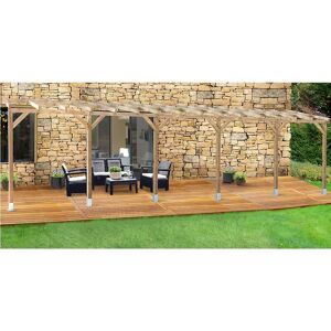 Chalêt-Jardin Pergola en Bois Traité Autoclave Sans Couverture 3x9,2m - Publicité