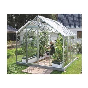Serre de jardin en verre trempé Lams 8,10 m² - Carvi alu naturel - Publicité