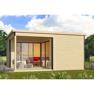 Lasita Studio de jardin en bois 25 m² ep. 44 mm – Doméo 6 Plus + terrasse - Publicité