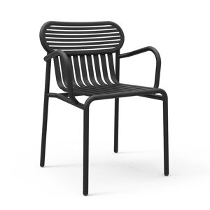 PETITE FRITURE set de 4 chaises avec accoudoirs pour exterieur WEEK-END (Noir - Aluminium verni par poudre epoxy)