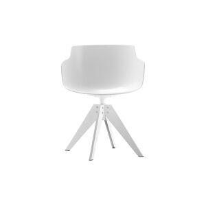 Petit Fauteuil - FLOW SLIM pied VN acier Blanc Pieds acier L 56cm x P 56cm x H 76,4cm,  Assise H 44cm Coque polycarbonate, Extérieur brillant, intérie