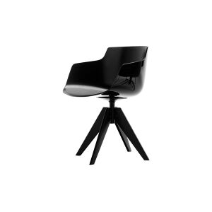 Petit Fauteuil - FLOW SLIM pied VN acier Pieds acier Noir L 56cm x P 56cm x H 76,4cm,  Assise H 44cm Coque polycarbonate, Extérieur brillant, intérieu