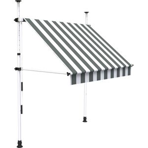 SUNNY INCH ® Store a projection autoportant sans percage - 200 x 150 cm - Terrasse ou balcon - Blanc gris