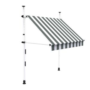 SUNNY INCH ® Store à projection autoportant sans perçage - 300 x 150 cm - Terrasse ou balcon - Blanc gris