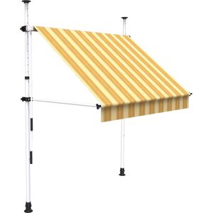 SUNNY INCH ® Store a projection autoportant sans percage - 250 x 150 cm - Terrasse ou balcon - Jaune raye