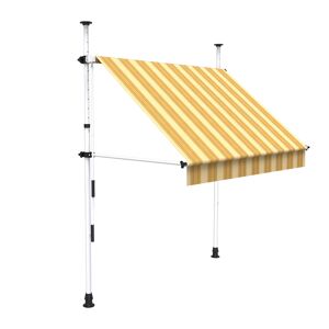 SUNNY INCH ® Store à projection autoportant sans perçage - 250 x 150 cm - Terrasse ou balcon - Jaune rayé