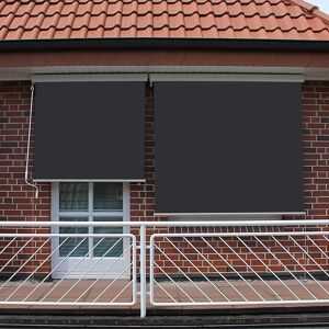 SUNNY INCH ® Store vertical enrouleur extérieur pour terrasse ou balcon - Blanc laqué - Gris anthracite - 1,8 x 2,5 m