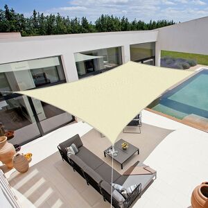 SUNNY INCH ® Voile d'ombrage rectangulaire 280g/m² - 4 x 3 m - Haute densité résistante au vent - Tissu micro-aéré - Écru