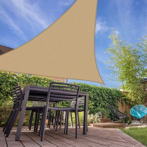 SUNNY INCH ® Voile d'ombrage triangulaire 280g/m² - 3 x 4 x 5 m - Haute densité résistante au vent - Tissu micro-aéré - Beige