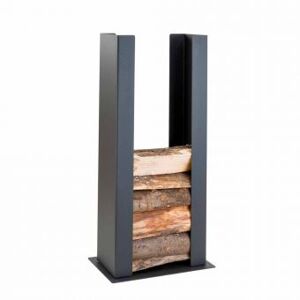 Viadurini Fire Design Support bois de chauffage pour le sol / mur en acier noir avec colonne de design moderne - Grecale
