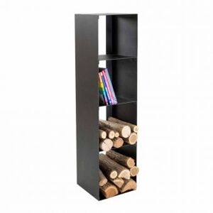 Viadurini Fire Design Porte-bÃ»ches noir moderne pour l'intÃ©rieur avec Ã©tagÃ¨res Made in Italy - Cauro1