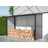 Vente-unique.com Abri bûches métal en acier galvanisé effet bois 5,78 m3 - 8 stères - L302 x P119 x H190cm - VARWOOD