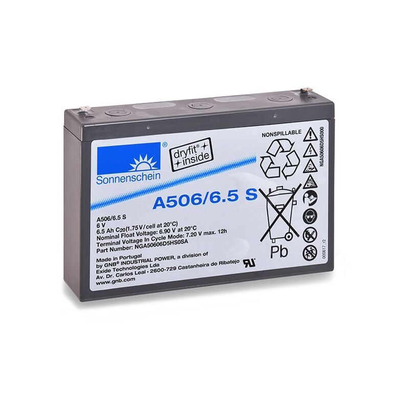 GNB SONNENSCHEIN A500 Batterie plomb etanche gel A506/6.5S 6V 6.5Ah F4.8 - Gnb Sonnenschein A500