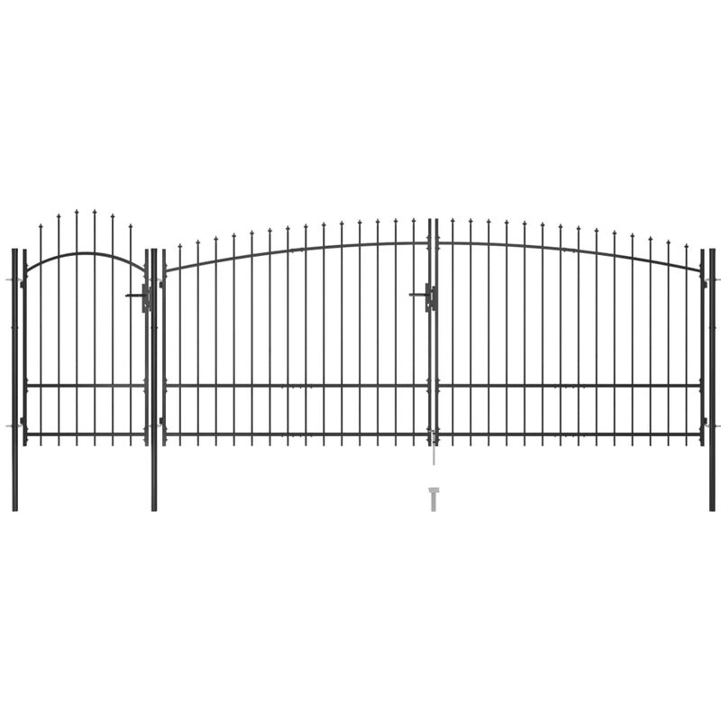 VIDAXL Portail de clôture de jardin avec dessus en lance 5x2,25 m Noir - Vidaxl