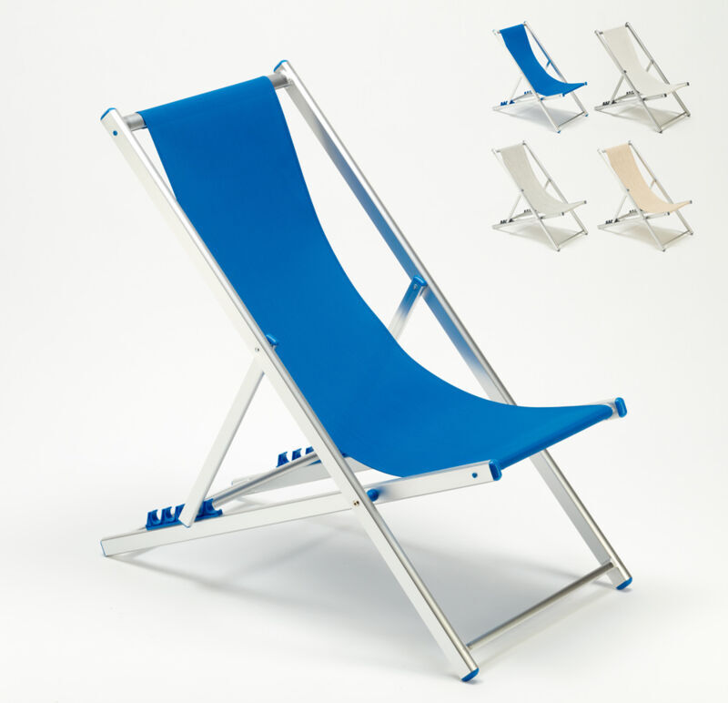 BEACH AND GARDEN DESIGN Transat chaise de plage pliante piscine jardin aluminium Riccione   Bleu