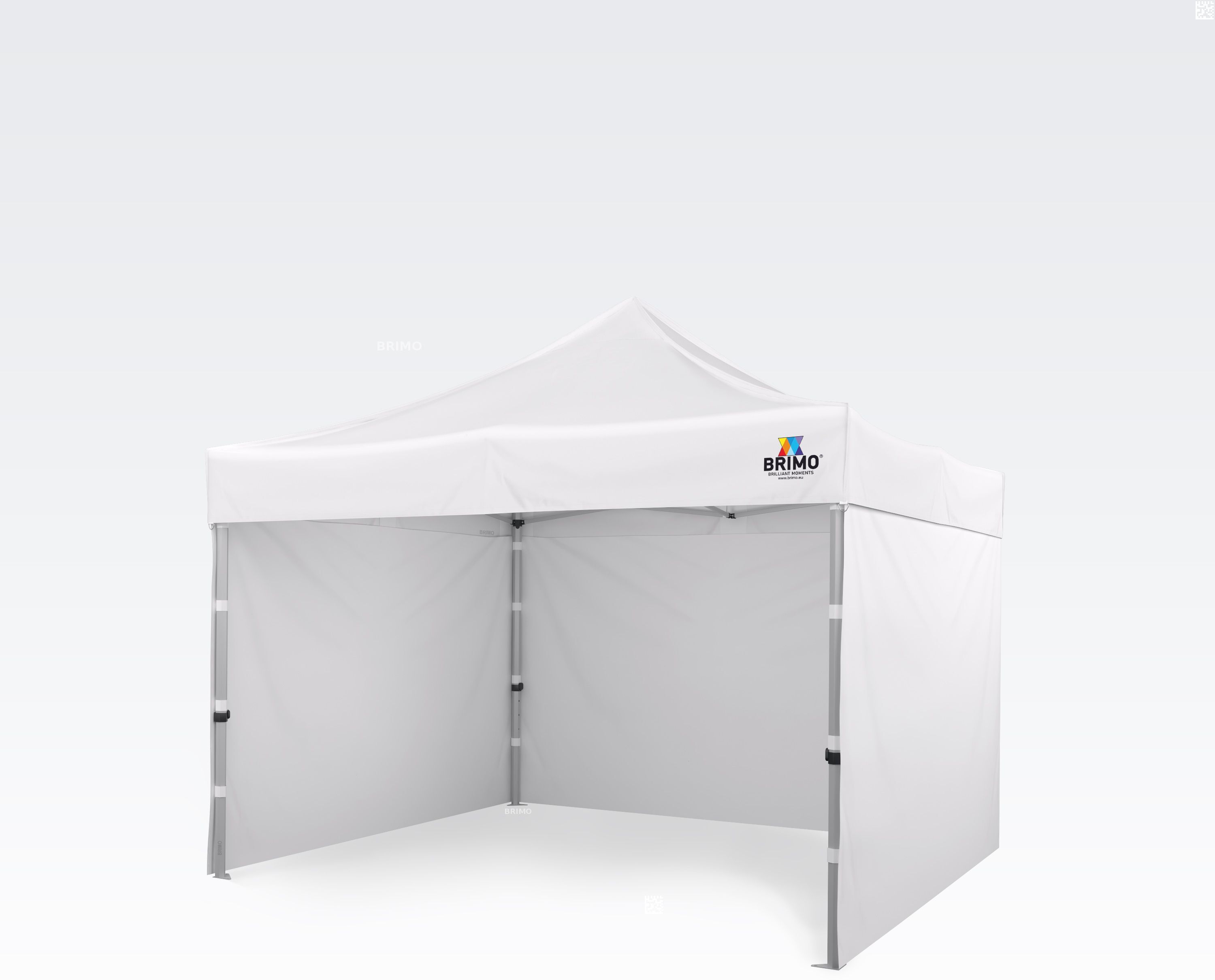 BRIMO Tente de marché 3x3m Gratuit : 3pc parois pleines, 8 sardines de tente et housse de protection + Garantie de 5 ans! blanc