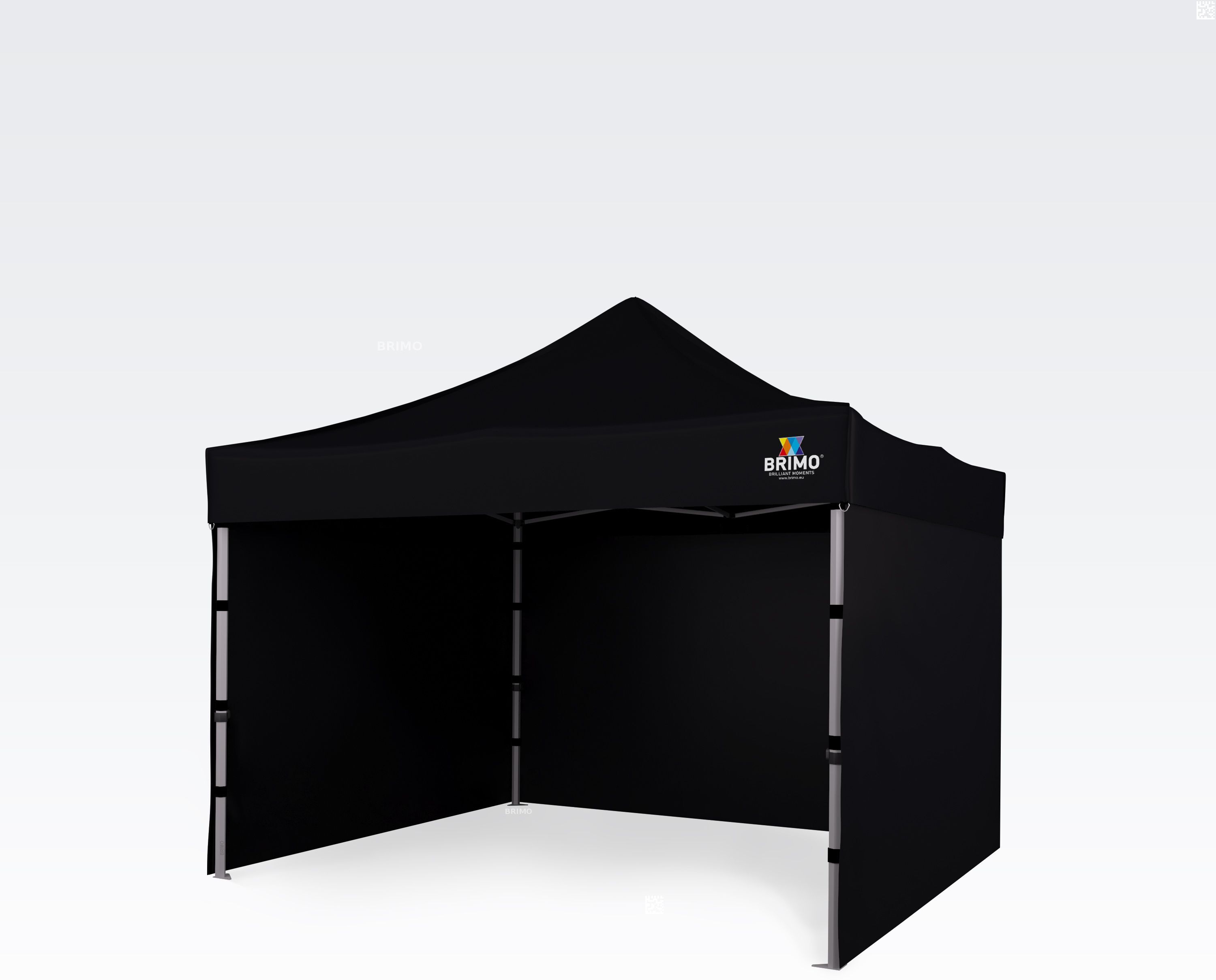 BRIMO Tente de marché 3x3m Gratuit : 3pc parois pleines, 8 sardines de tente et housse de protection + Garantie de 5 ans! noir