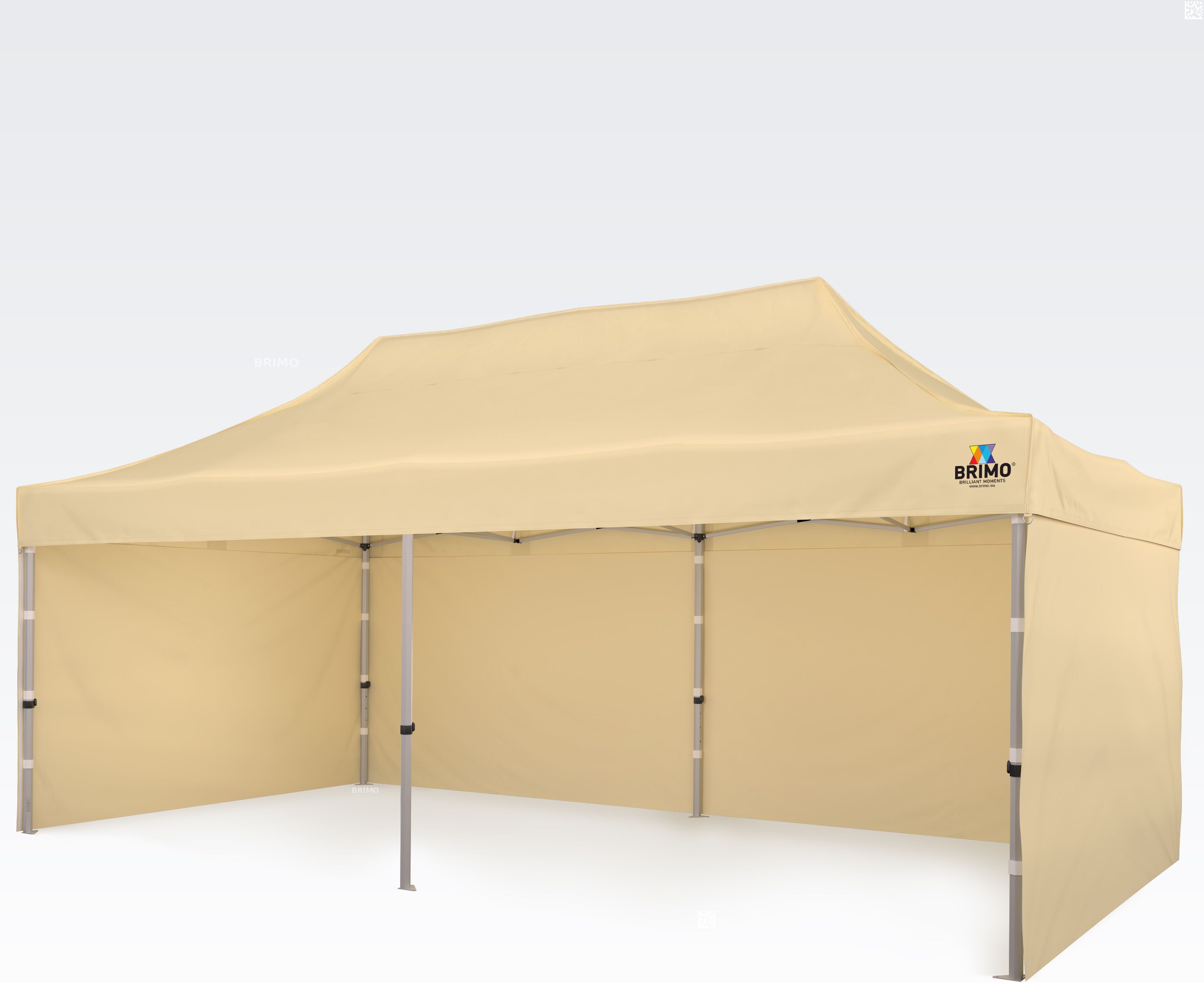 BRIMO Tente de mariage 4x8m Gratuit : 3pc parois pleines, 12 sardines de tente et housse de protection + Garantie de 5 ans! beige