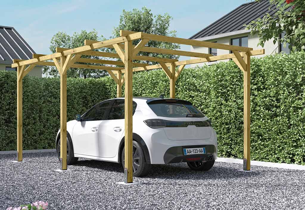 Forest-Style Carport en bois de pin traité autoclave 15,4 m² - Henri