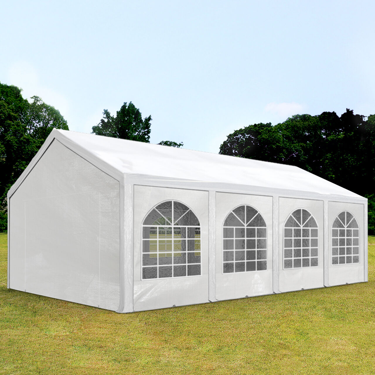 Intent24.fr Tente de réception 4x8m PE 240g/m² blanc imperméable barnum, chapiteau