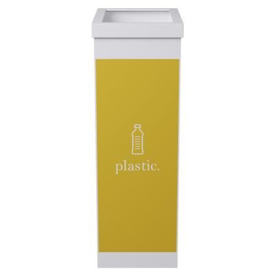 Corbeille de tri sélectif pour le recyclage du plastique Paperflow - 60 litres - corps blanc - jaune