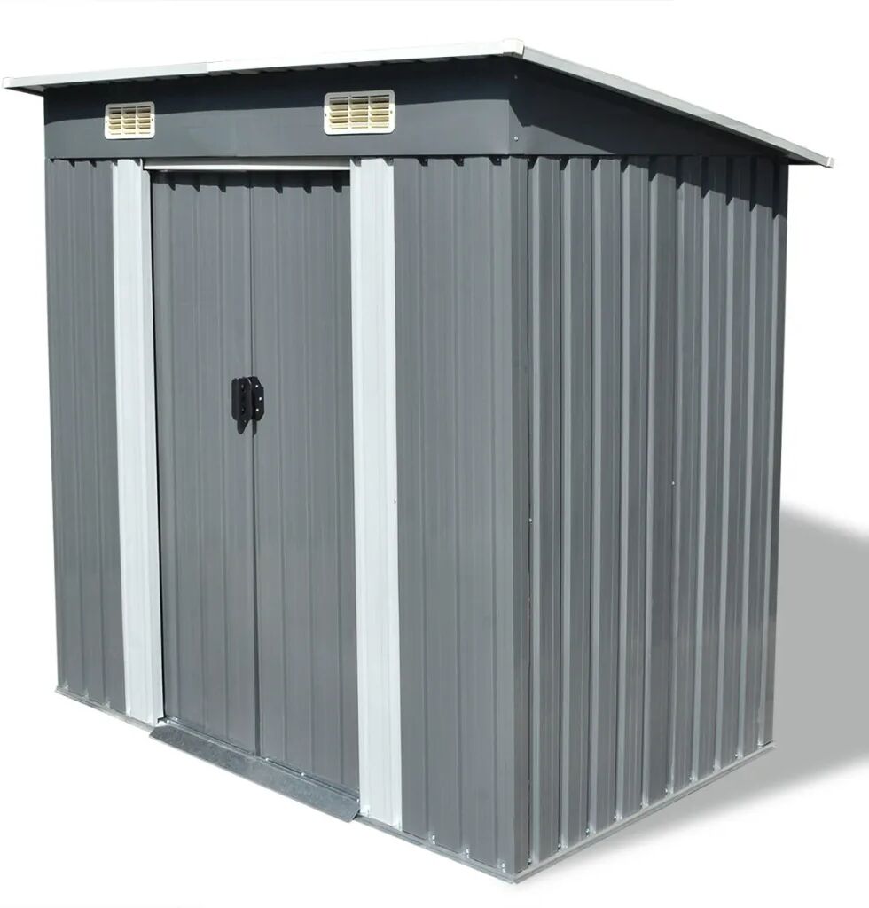 vidaXL Garden Shed Grey Metal