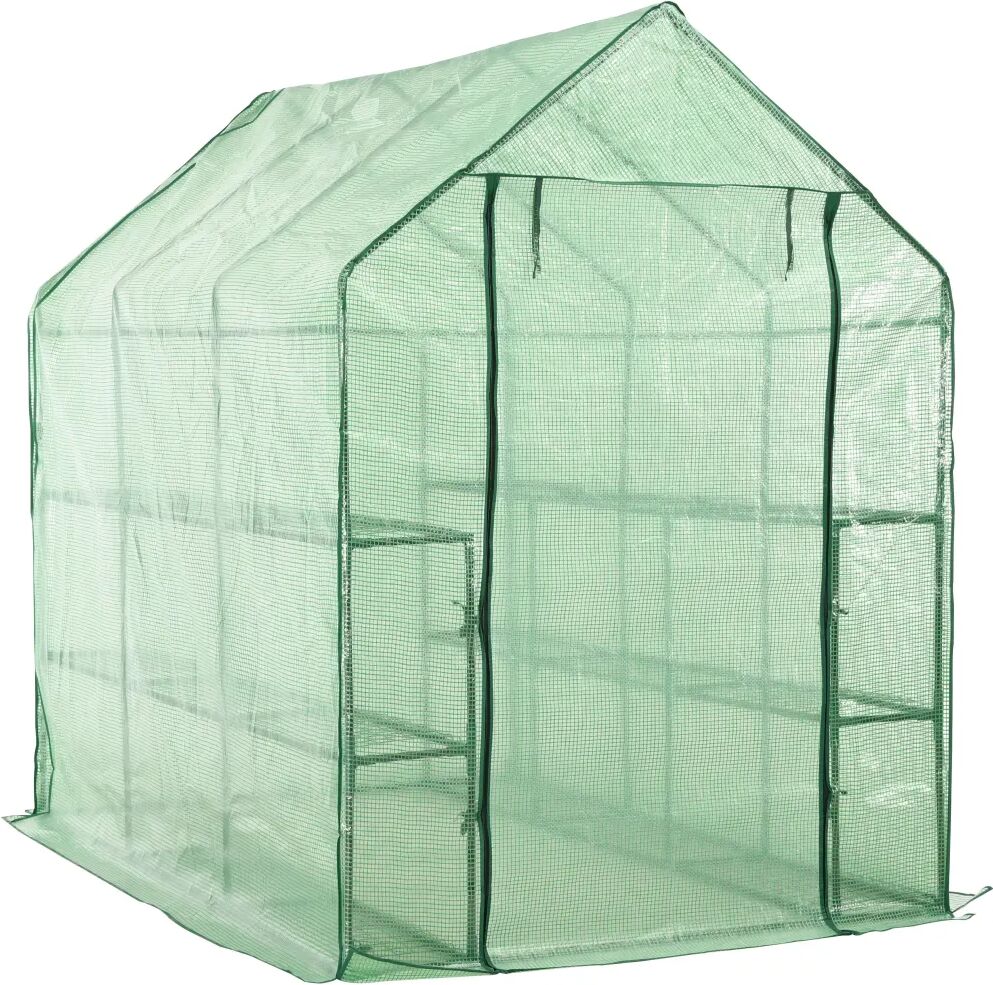 vidaXL Walk-in Greenhouse with 12 Shelves Steel 143x214x196 cm