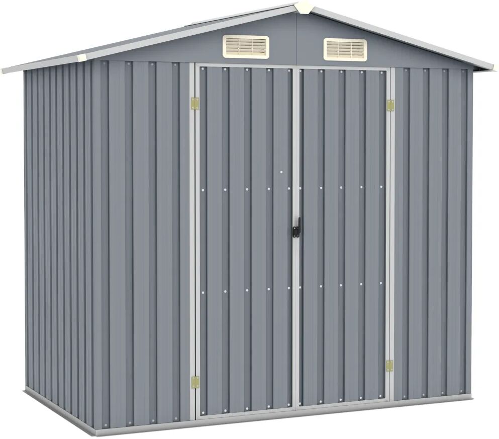 vidaXL Garden Shed Grey 205x129x183 cm Galvanised Steel