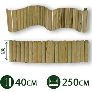 NextradeItalia 2pz Bordure Per Aiuole Rollborder Srotolabile Ø 5 Cm 250 X 40 H In Legno Di Pino Impregnato Per Fioriere Giardini Aiuola Fiori