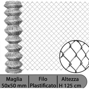 NextradeItalia 2pz Rete Per Recinzione Zincata Altezza H 125 Cm Maglia Sciolta 50x50 Mm Filo Ø 1,7 Mm Lughezza Rotolo Da 25 Mt Per Recinzione Grigio