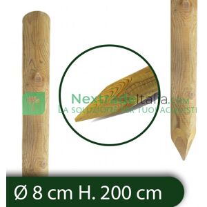 NextradeItalia 10pz Pali In Legno Ø Cm 8 Altezza Cm 200 H Tondi Con Punta Trattati Impregnati Per Recinzione Staccionata/steccato Palo Tondo