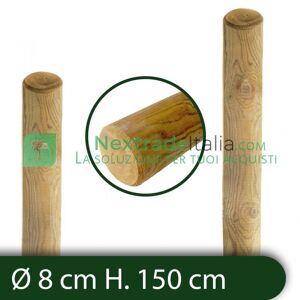 NextradeItalia 10pz Pali Tondi In Legno Ø Cm 8 Altezza Cm 150 H Senza Punta Trattati Ed Impregnati Per Recinto/staccionata/steccato Palo Tondo