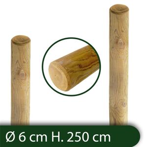 NextradeItalia 10pz Pali In Legno Ø Cm 6 Altezza Cm 250 H Tondi Senza Punta Trattati Impregnati Per Recinzione Per Staccionata/steccato Palo Tondo