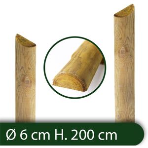 NextradeItalia 10pz Mezzi Pali In Legno Cm 6 Lunghezza Cm 200 H Per Recinzione Trattati Impregnati Per Staccionata/steccato Mezzo Palo Tondo