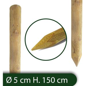 NextradeItalia 10pz Pali Tondi In Legno Ø Cm 5 Altezza Cm 150 H Con Punta Trattati Ed Impregnati Per Recinto/staccionata/steccato Palo Tondo