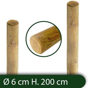 NextradeItalia 10pz Pali Tondi In Legno Ø Cm 6 Altezza Cm 200 H Senza Punta Trattati Ed Impregnati Per Recinto/staccionata/steccato Palo Tondo