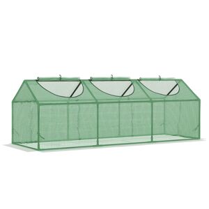Outsunny Mini Serra da Giardino Verde, 3 Finestre Avvolgibili, Copertura PE Anti-UV, Spaziosa per Piante, 180x60x60cm