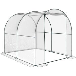 Outsunny Serra da giardino a Tunnel per Piante e Orto con Copertura in PVC, Porta Avvolgibile e Telaio in Acciaio, 2x3x2m