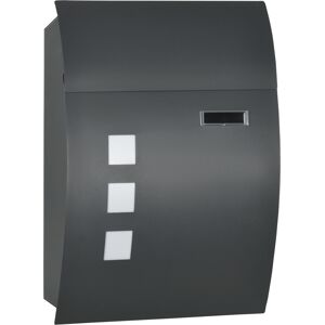 Homcom Cassetta Postale Ricurva in Acciaio Zincato con 3 Fessure e 2 Chiavi di Sicurezza 45x10x32 cm, Grigio