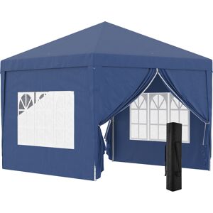 Outsunny Gazebo da Giardino Pieghevole con Corde e Picchetti Inclusi, 2.95x2.95x2.58 m, Blu