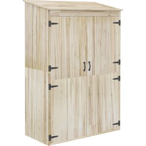 Outsunny Casetta da Giardino in Legno di Abete con 2 Porte e Ripiani, 120x57x183cm, Naturale