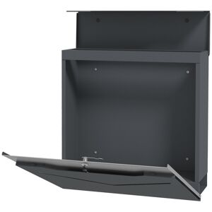 Homcom Cassetta Postale in Acciaio con 2 Chiavi di Sicurezza, Fessura a V e Foro di Drenaggio, 37x10.5x37 cm, Grigia